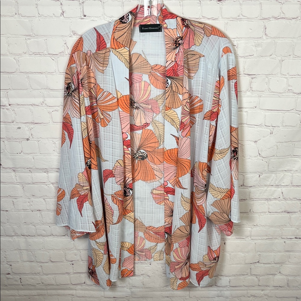Travel Elements Floral Kimono Cardigan
